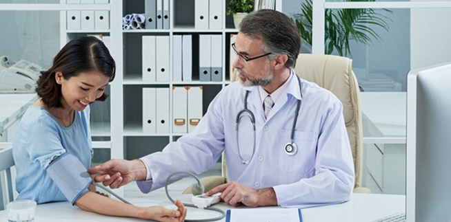 Doctor with patient